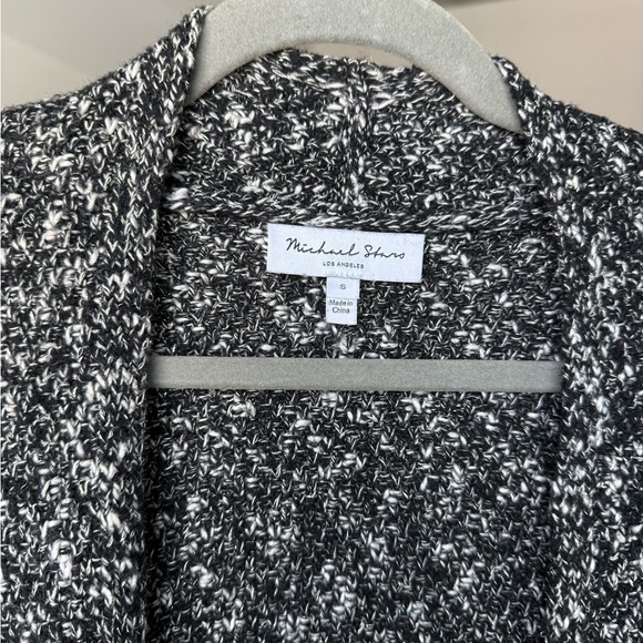 Michael Stars Black & White Lida Knit Duster Cardigan Long Sleeve Oversized S - Picture 2 of 4